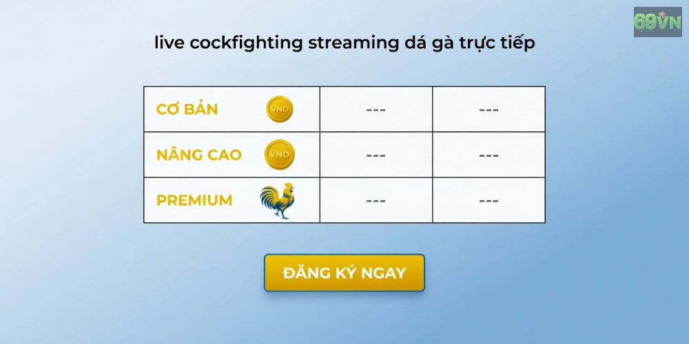 Bảng giá dịch vụ xem đá gà trực tiếp 69vn cập nhật chi tiết cho năm 2025
