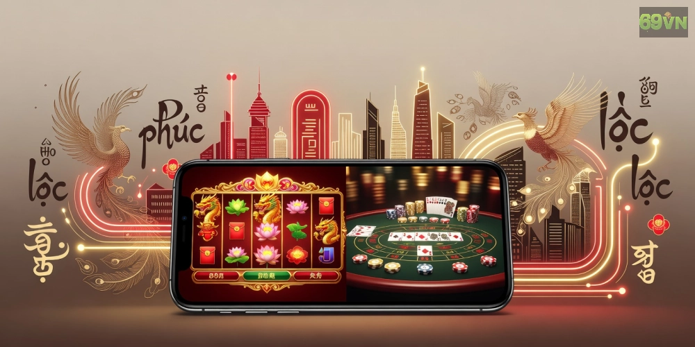 Minh họa khái niệm casino 69vn với giao diện cá cược trực tuyến hiện đại và an toàn