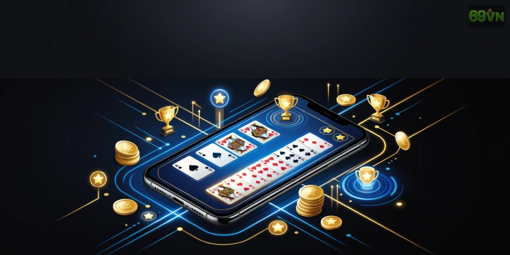 Khái niệm game bài đổi thưởng 69vn được minh họa qua giao diện hiện đại và các trò chơi phổ biến