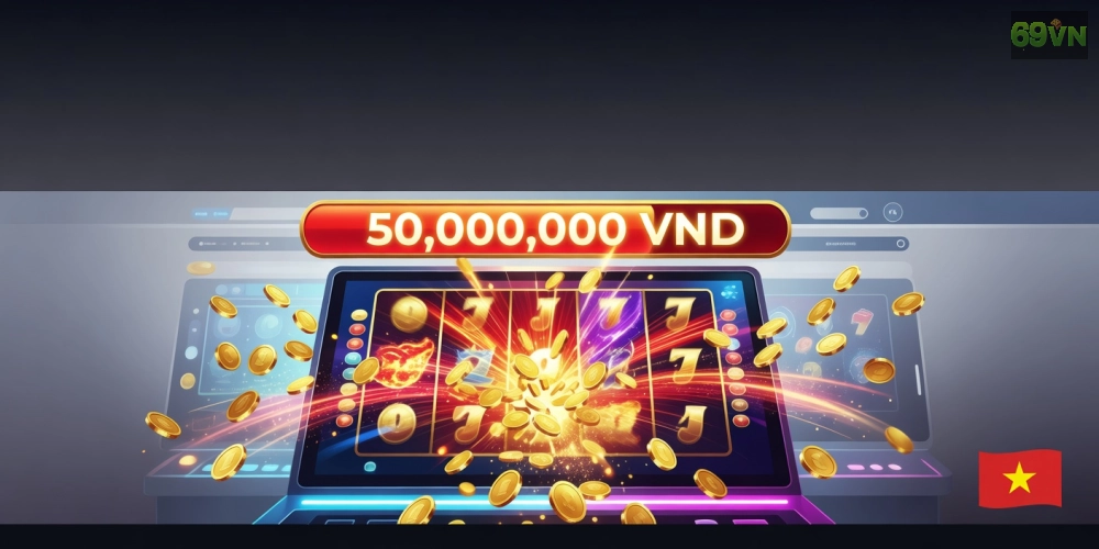 Minh họa khái niệm nổ hũ uy tín trên nền tảng 69vn với jackpot hấp dẫn