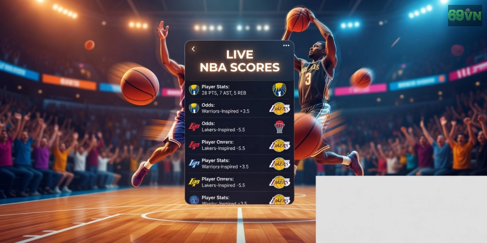 Giao diện cá cược bóng rổ NBA trên nền tảng 69vn với tỷ lệ kèo đa dạng
